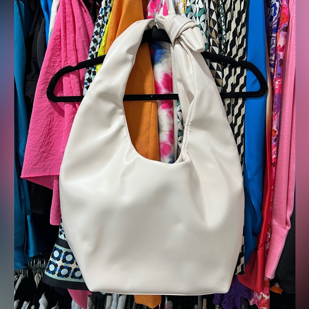 Cream knot tote